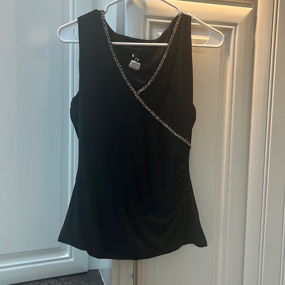 Black stretchy dress tank with gold roping detail